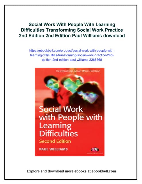 Social Work With People With Learning Difficulties Transforming Social Work P...
