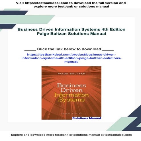 M Information Systems 4th Edition Baltzan Solutions Manual | PDF