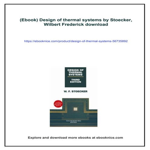 (Ebook) Design of thermal systems by Stoecker, Wilbert Frederick | PDF