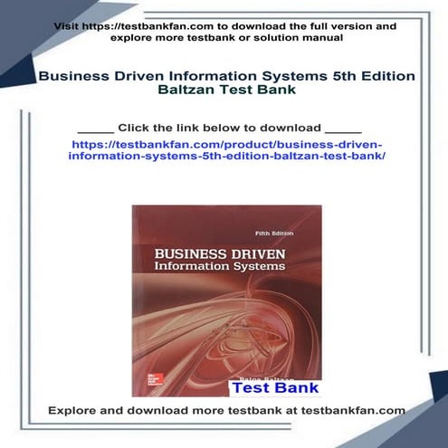Business Driven Information Systems 5th Edition Baltzan Test Bank | PDF