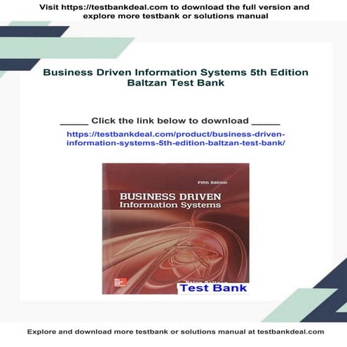 Business Driven Information Systems 5th Edition Baltzan Test Bank | PDF