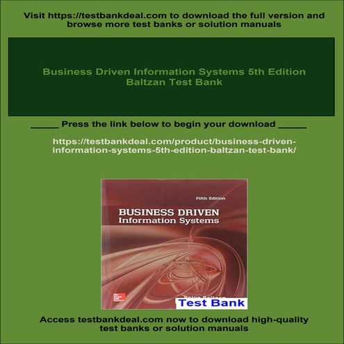 Business Driven Information Systems 5th Edition Baltzan Test Bank | PDF