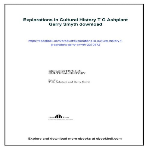 Explorations In Cultural History T G Ashplant Gerry Smyth