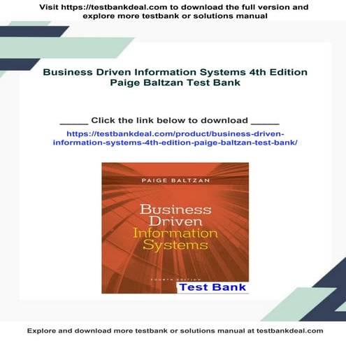 Business Driven Information Systems 4th Edition Paige Baltzan Test Bank ...