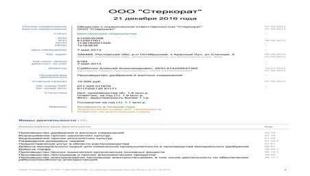 ООО Стеркорат ОГРН 1136182001526