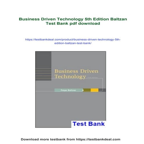Business Driven Technology 5th Edition Baltzan Test Bank | PDF