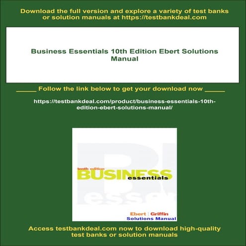 Business Essentials 10th Edition Ebert Solutions Manual