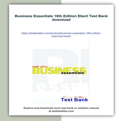 Business Essentials 10th Edition Ebert Test Bank | PDF