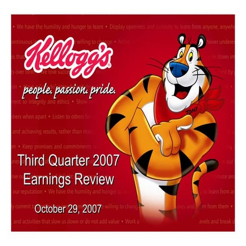  kellogg 	 Q3 2007 Earnings Release