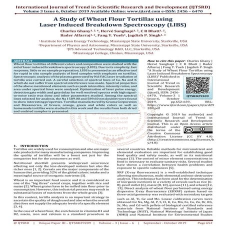 A Study of Wheat Flour Tortillas using Laser Induced Breakdown Spectroscopy LIBS