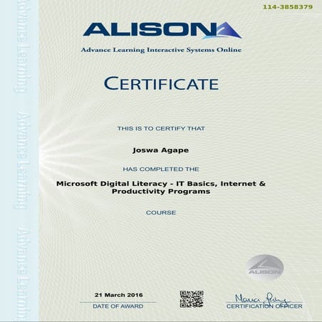 Microsoft Digital Literacy Certificate | PDF