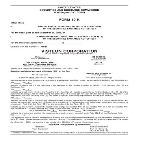 visteon 	2005 Form 10-K