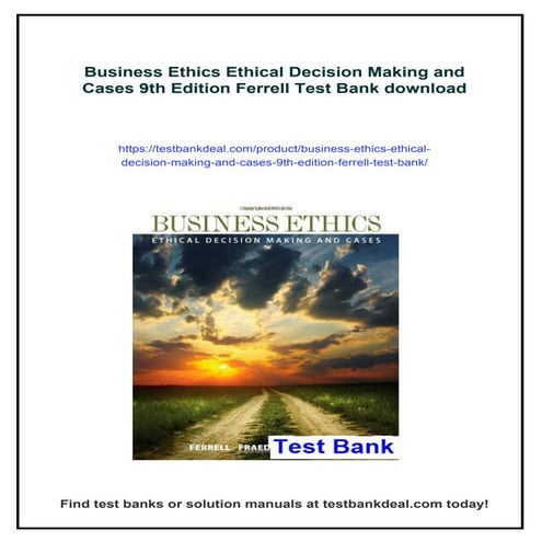 Business Ethics Ethical Decision Making and Cases 9th Edition Ferrell ...