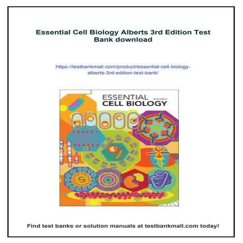 Essential Cell Biology Alberts 3rd Edition Test Bank | PDF