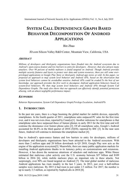 SYSTEM CALL DEPENDENCE GRAPH BASED BEHAVIOR DECOMPOSITION OF ANDROID APPLICAT...