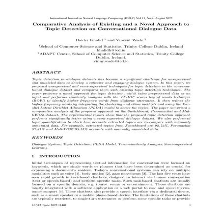 Comparative Analysis of Existing and a Novel Approach to Topic Detection on C...