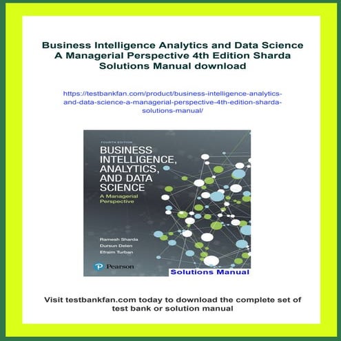 Business Intelligence Analytics and Data Science A Managerial Perspective 4th...