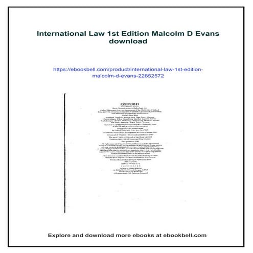 International Law 1st Edition Malcolm D Evans | PDF