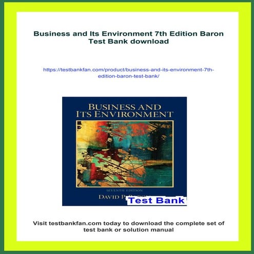 Business and Its Environment 7th Edition Baron Test Bank