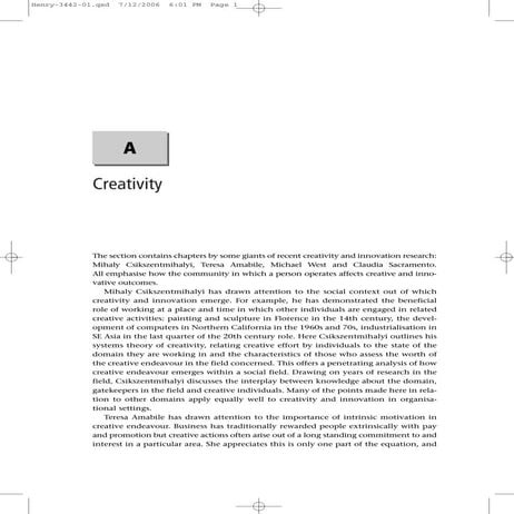 A Systems Perspective on Creativity | PDF