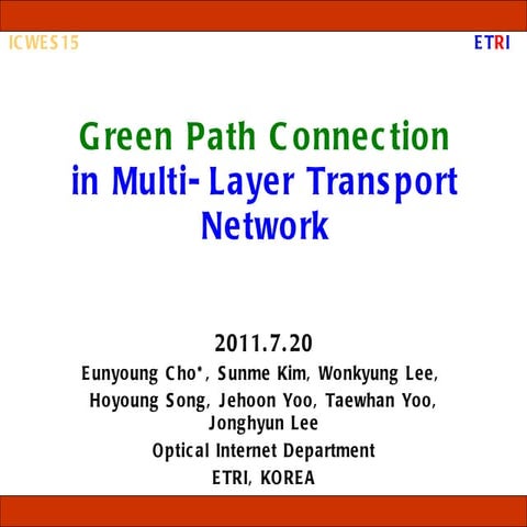 ICWES15 - Green Path Connection in Multi-Layer Transport Network. Presented b...