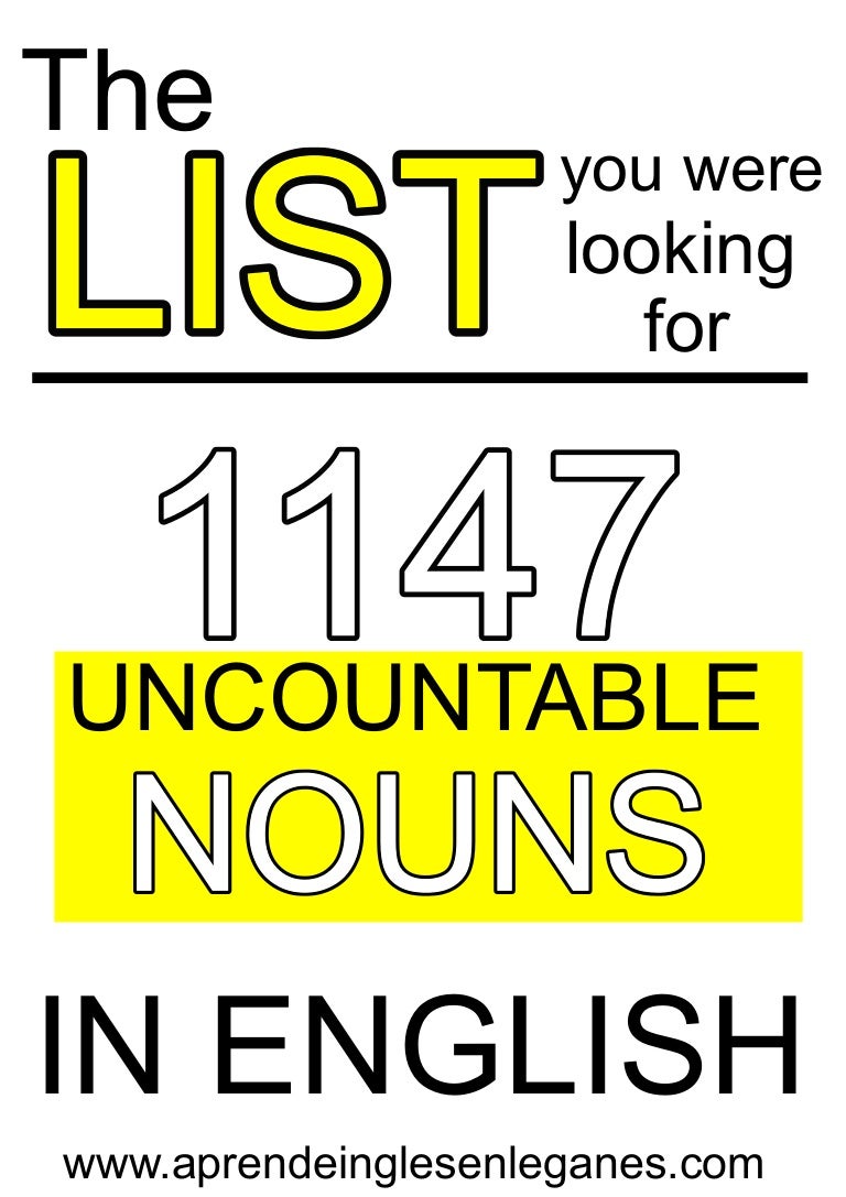 1147 uncountable nouns list.