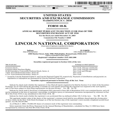 lincoln national 10k03