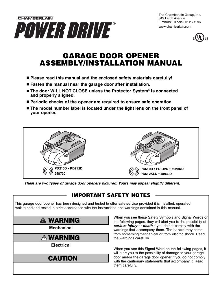 Chamberlain Garage Door Opener Manual [ 994 x 768 Pixel ]