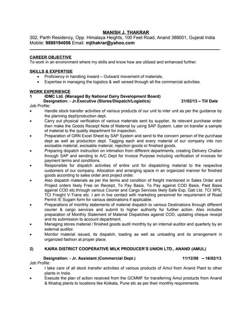 Resume - Manish Thakrar New
