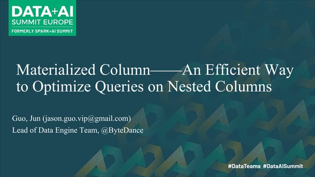 Materialized Column: An Efficient Way to Optimize Queries on Nested Columns