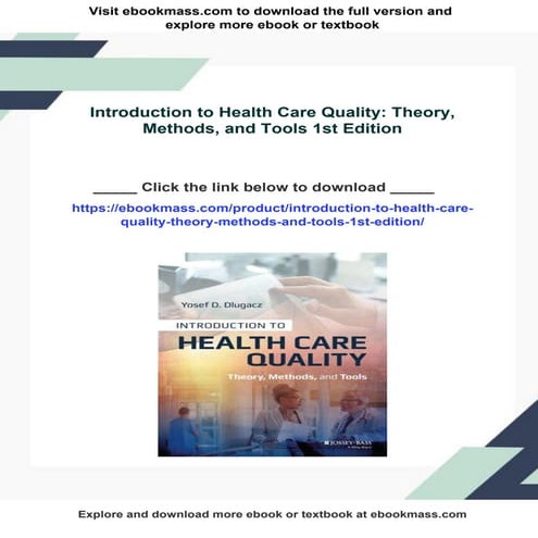 Introduction to Health Care Quality: Theory, Methods, and Tools 1st ...