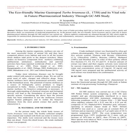 The Eco-friendly Marine Gastropod Turbo brunneus (L. 1758) and its Vital role...