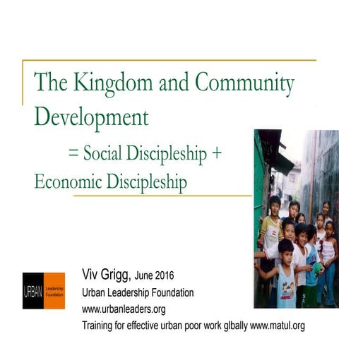 TUL 500-7 Community Development & the Kingdom of God 630-1 530-10