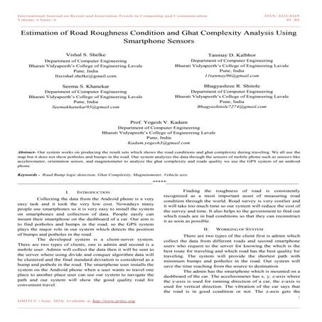 Estimation of Road Roughness Condition and Ghat Complexity Analysis Using Sma...