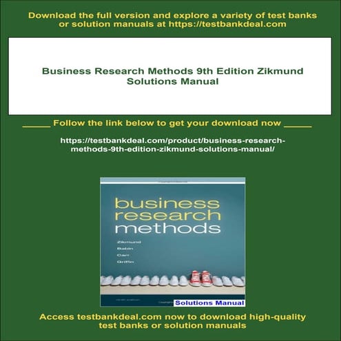Business Research Methods 9th Edition Zikmund Solutions Manual | PDF