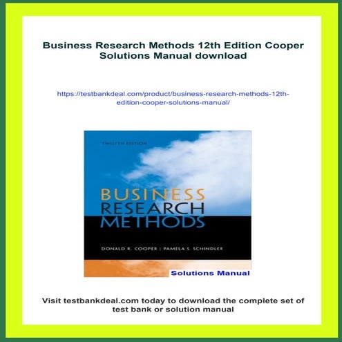 Business Research Methods 12th Edition Cooper Solutions Manual