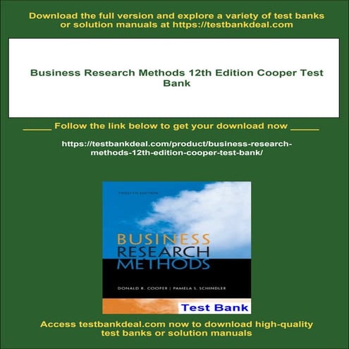 Business Research Methods 12th Edition Cooper Test Bank | PDF