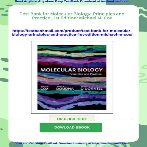 Test Bank for Molecular Biology: Principles and Practice, 1st Edition ...