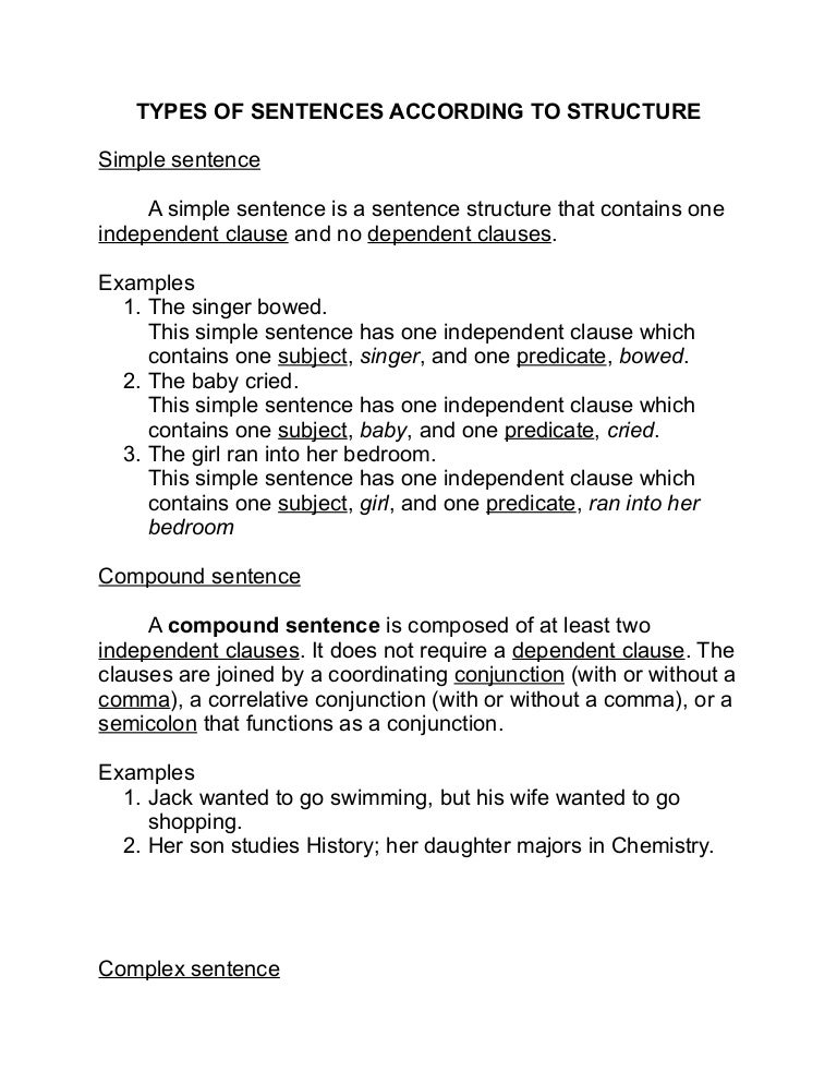 11554441 Types Of Sentences According To Structure