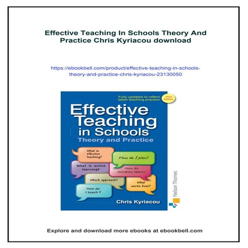 Effective Teaching In Schools Theory And Practice Chris Kyriacou