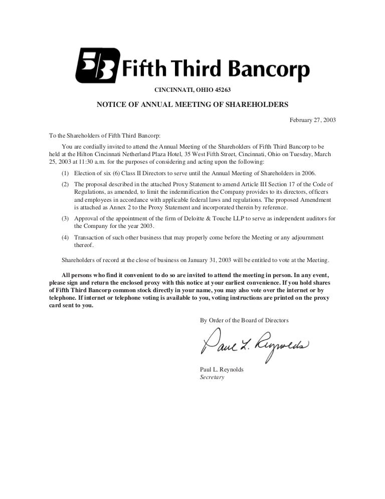 fifth third bancorp 2003