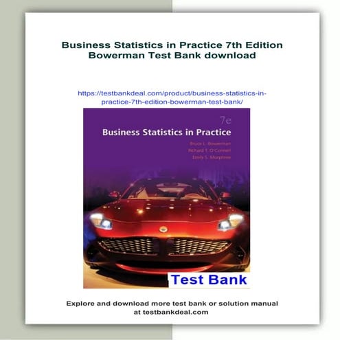 Business Statistics in Practice 7th Edition Bowerman Test Bank | PDF