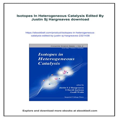Isotopes In Heterogeneous Catalysis Edited By Justin Sj Hargreaves | PDF