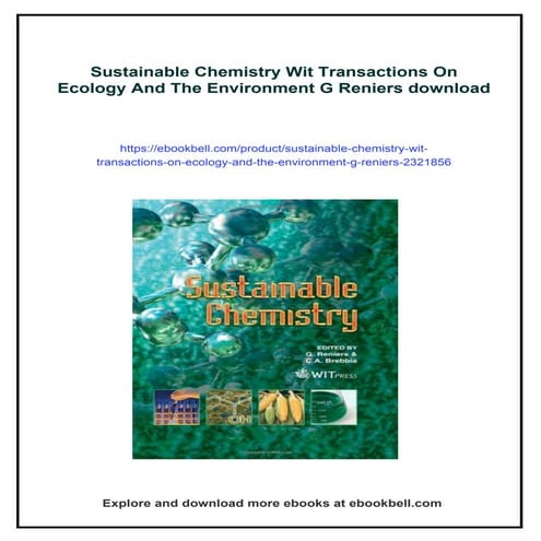 Sustainable Chemistry Wit Transactions On Ecology And The Environment G Reniers