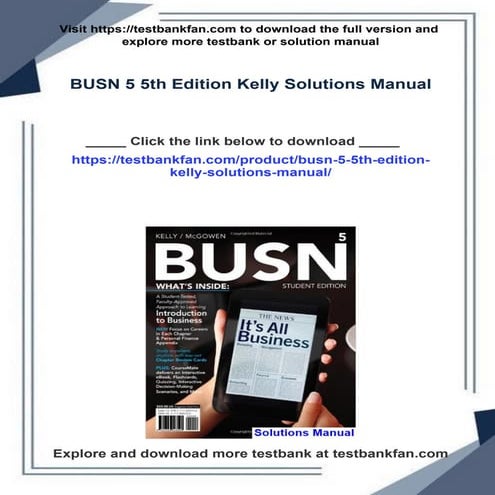 BUSN 5 5th Edition Kelly Solutions Manual all chapter instant download