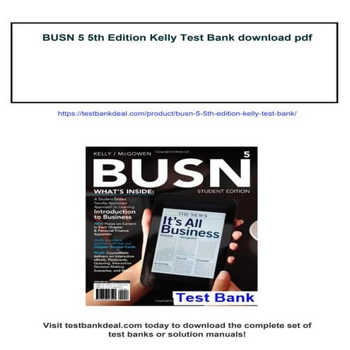Download full ebook of BUSN 5 5th Edition Kelly Test Bank instant ...
