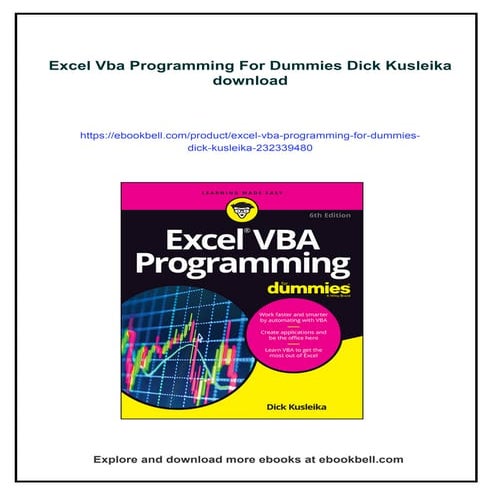 Excel Vba Programming For Dummies Dick Kusleika | PDF