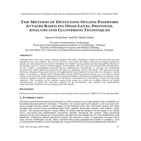 THE METHOD OF DETECTING ONLINE PASSWORD ATTACKS BASED ON HIGH-LEVEL PROTOCOL ...