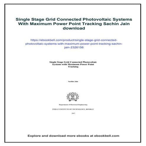 Single Stage Grid Connected Photovoltaic Systems With Maximum Power Point Tra...
