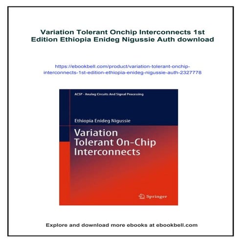 Variation Tolerant Onchip Interconnects 1st Edition Ethiopia Enideg Nigussie ...